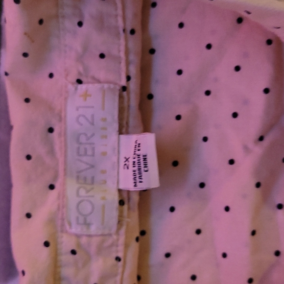 pink and black polka dot collared button down - Picture 2 of 3